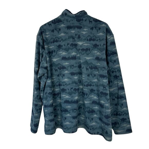Duluth Pullover Mens XL Blue Camo Deer Doubleback Fleece Button Mock Outdoor - Picture 2 of 10